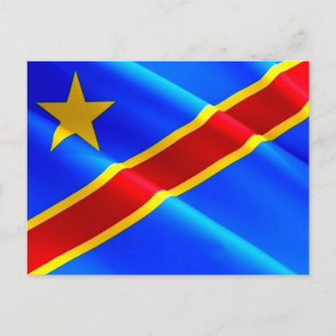Postal República Democrática del Congo - Bandera ondeando