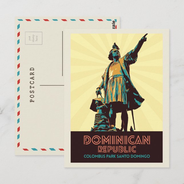 Postal República Dominicana, estatua de Colombus, Pos Car (Anverso / Reverso)