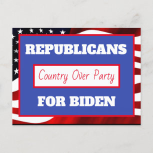 Postal Republicanos por Joe Biden, país por Fiesta