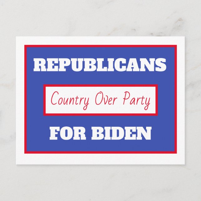 Postal Republicanos por Joe Biden, país por Fiesta (Anverso)