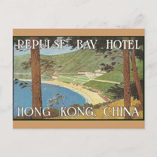 Postal Repulse Bay Hotel Hong Kong, China Deco Label Art (Anverso)