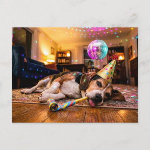 Postal Resaca de Beagle después de la fiesta de año nuevo
