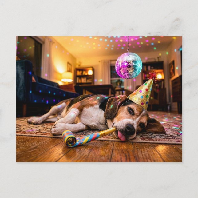 Postal Resaca de Beagle después de la fiesta de año nuevo (Anverso)