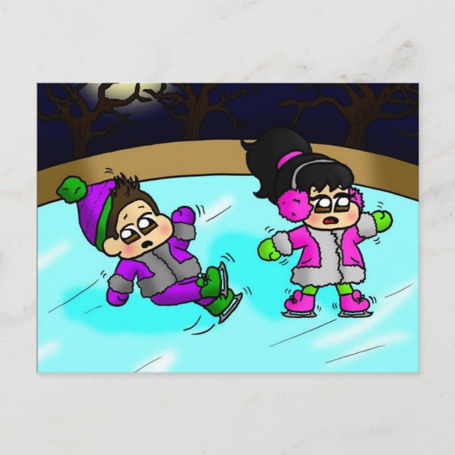 Postal Resbalando en hielo (Anverso)