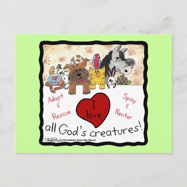 Postal Rescate animal- Amo las criaturas de todos los Dio (Anverso)