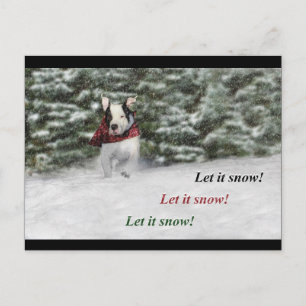 Postal Rescate de Bulldog Cachorro corriendo por la nieve