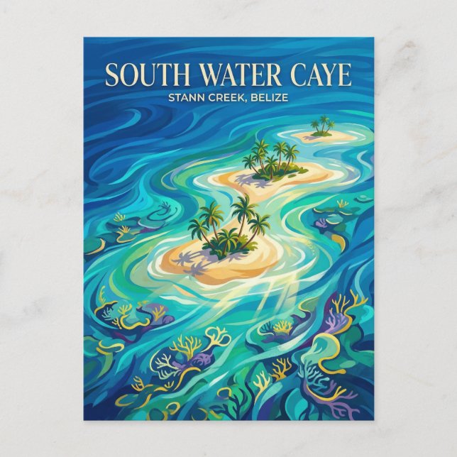Postal Reserva Marina Cayo South Water Belice (Anverso)