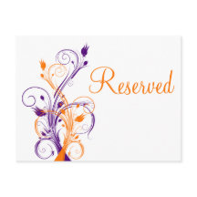 Postal "reservada" floral blanca morada Naranja