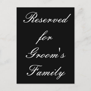 Postal Reservado para la familia de la novia