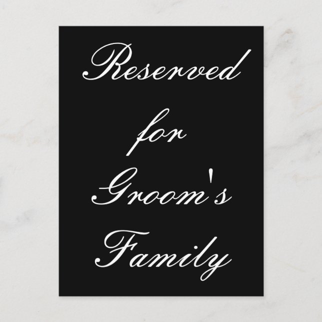 Postal Reservado para la familia de la novia (Anverso)