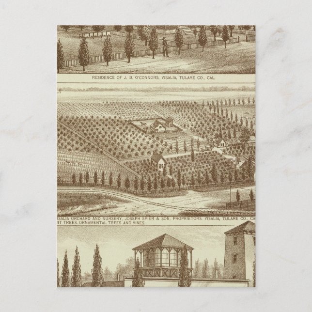 Postal Residencia, vivero, establo, Visalia, Cal (Anverso)