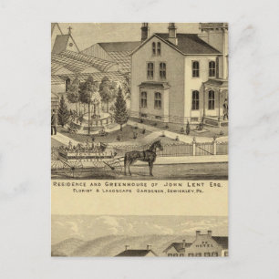 Postal Residencia y invernadero de John Lent Sewickley