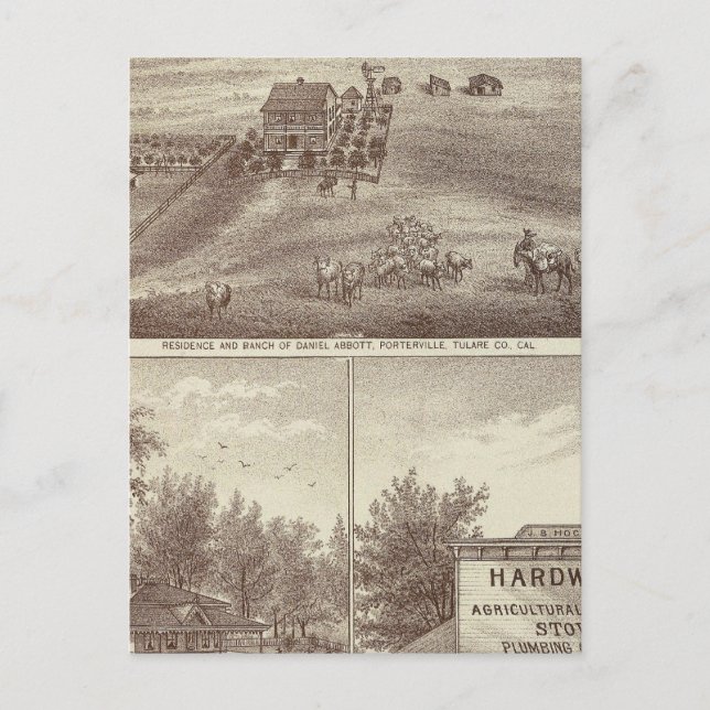 Postal Residencias de Porterville, tienda (Anverso)