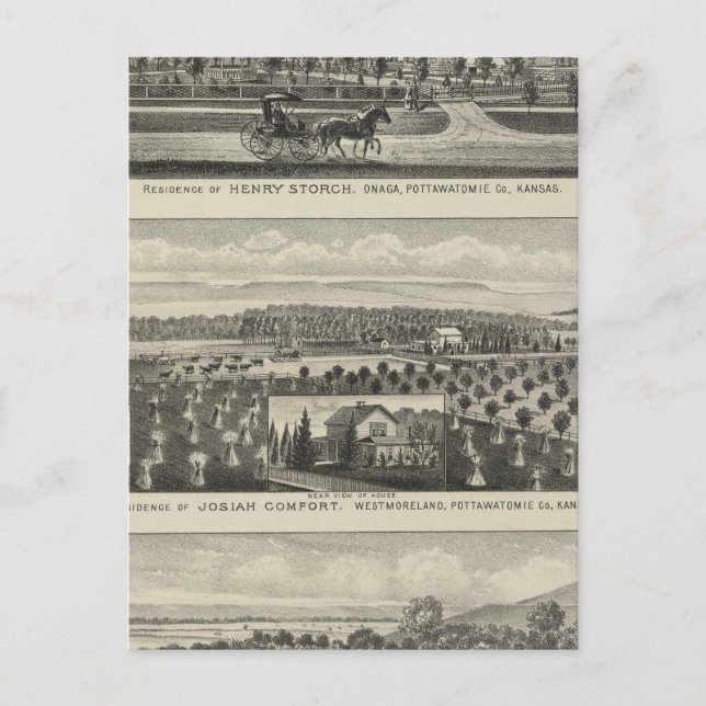 Postal Residencias y granjas, Onaga, Kansas (Anverso)