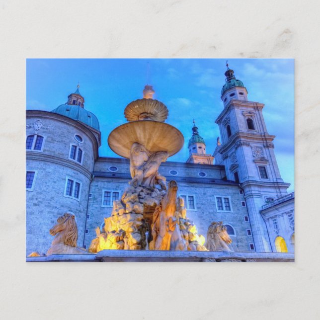 Postal Residenzplatz en Salzburgo, Austria (Anverso)