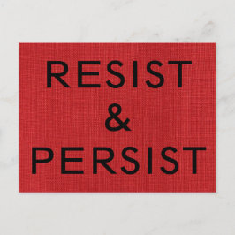 Postal Resist & Persist, texto negro en la foto de Red Li
