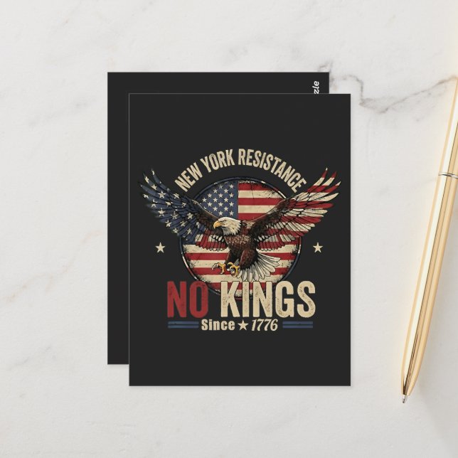 Postal Resistencia de Nueva York Sin Reyes Desde 1776 (Anverso/Reverso In Situ)