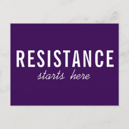 Postal Resistencia empieza aquí, texto blanco en negrita