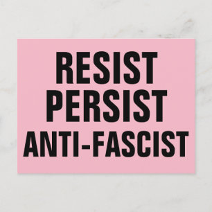 Postal Resistir el rosa de la resistencia antifascista
