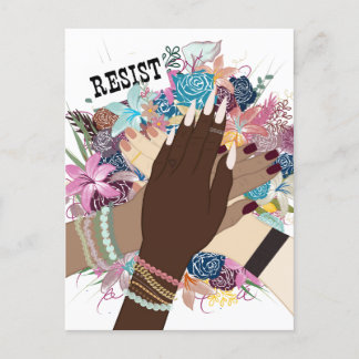 Postal Resistir juntos - Floral Feminist Activism Art