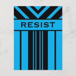 Postal Resistir las vibrantes franjas y chevrones azules