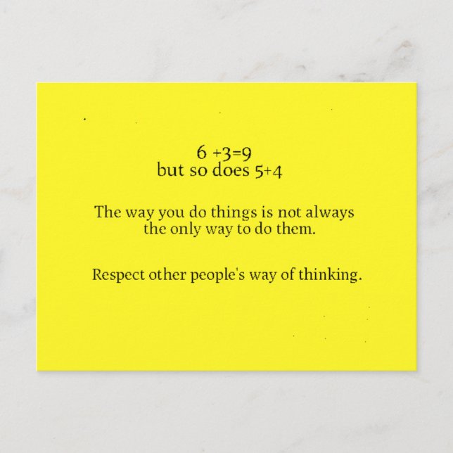 POSTAL RESPETAR OTRAS MANERAS DE HACER LAS COSAS CONSEJAR (Anverso)