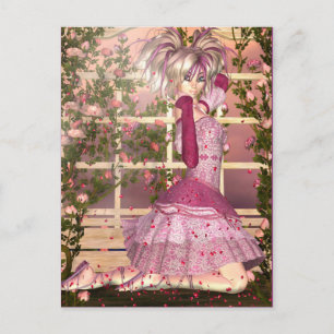 Postal Respiración del arte de la fantasía Rosa