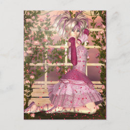 Postal Respiración del arte de la fantasía Rosa