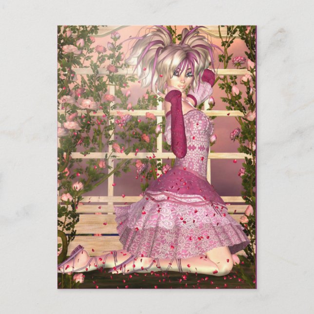 Postal Respiración del arte de la fantasía Rosa (Anverso)