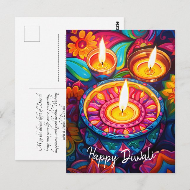 Postal Resplandor de Diwali: Una Fusión de Tradiciones (Anverso / Reverso)