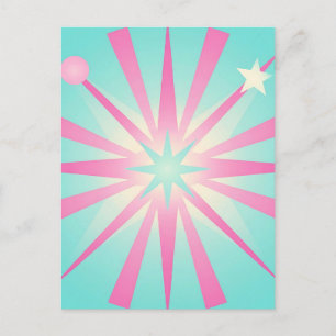 Postal Resplandor Retro Estallido Rosa Menta