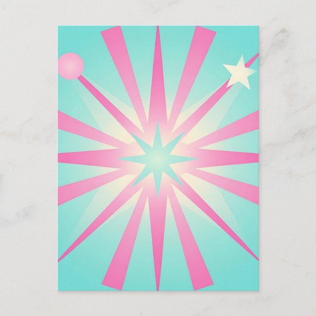 Postal Resplandor Retro Estallido Rosa Menta (Anverso)