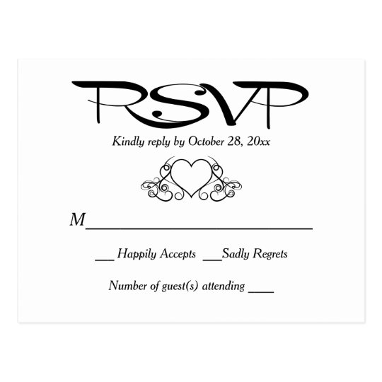 Postal Respuesta blanco y negro del banquete de boda del