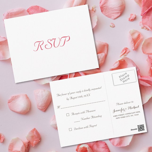 Postal Respuesta de Boda de eventos de Fiesta simple eleg (Simple Elegant Party Event Wedding Response RSVP Postcard)