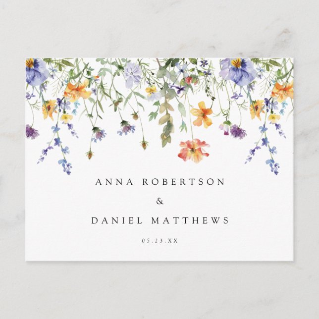 Postal Respuesta de Boda de Jardín de Flores Silvestres d (Anverso)