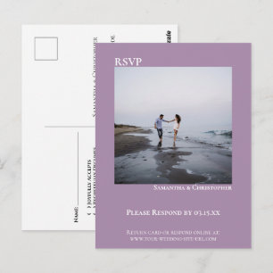 Postal Respuesta de Boda Minimalista Simple Lavanda para 