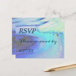 Postal Respuesta de bodas en la playa de Ocean Blue Abstr