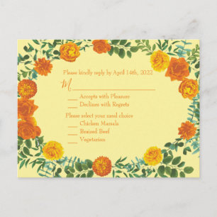 Postal Respuesta del Boda Rosa naranja y amarillo claro