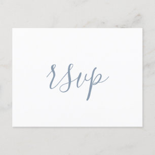 Postal Respuesta moderna de boda minimalista azul polvori