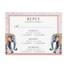 Respuesta RSVP de elefante de Boda indio