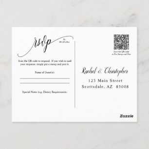 Postal Respuesta RSVP de eventos de Boda de código QR sim