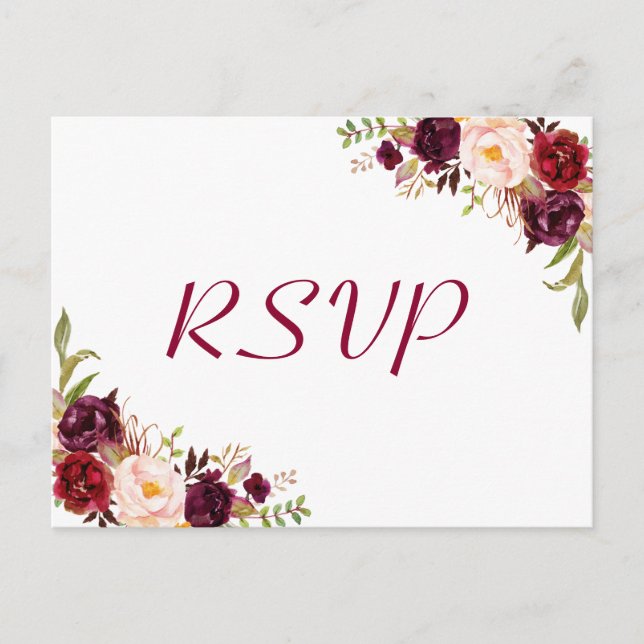 Postal Respuesta RSVP de la boda floral de Rubor en Borgo (Anverso)