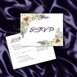 Postal Respuesta RSVP moderna de Anemone Greenery Floral 