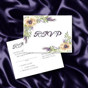Postal Respuesta RSVP moderna de Anemone Greenery Floral