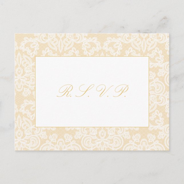 Postal Respuesta sofisticada del Boda de guiones de encaj (Anverso)
