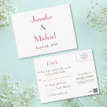 Postal Respuestas de Boda blanco elegante y simple<br><div class="desc">Crea tu propia postal personalizada,  moderna,  elegante,  simple,  blanca y llana de invitación RSVP. Simplemente introduzca la fecha de rsvp,  los nombres de novia y novio,  la fecha de boda y la dirección de retorno. Un elegante RSVP de boda para todos sus amigos y familia.</div>