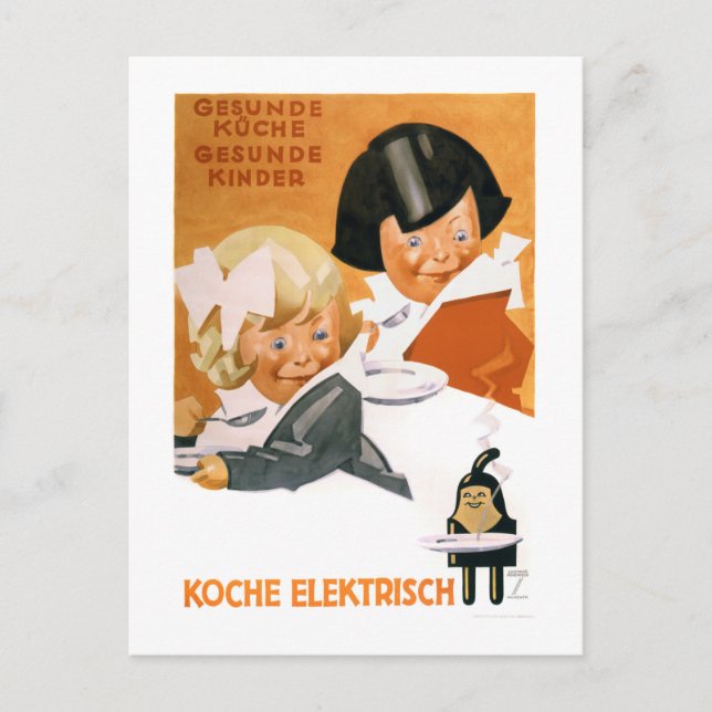 Postal Restablecer afiche de época de Alemania (Anverso)