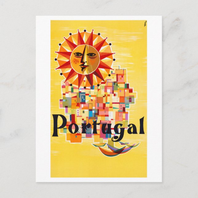Postal Restauración de afiche de época de Portugal (Anverso)