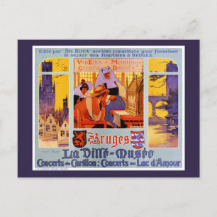 Postal Restauración de Bruges Vintage Travel Poster