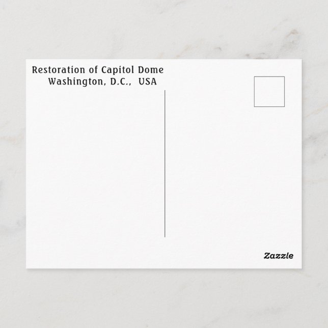 Postal Restauración de Capitol Dome, Washington, D.C., EE (Reverso)